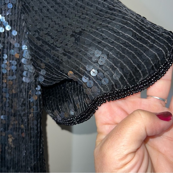 Vintage Stenay 100% Silk Floral Sequined Evening Top Blouse Size 2X NWT - Picture 12 of 15